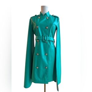 SFC10 Teal trench coat dress with bell sleeves and removable belt size small